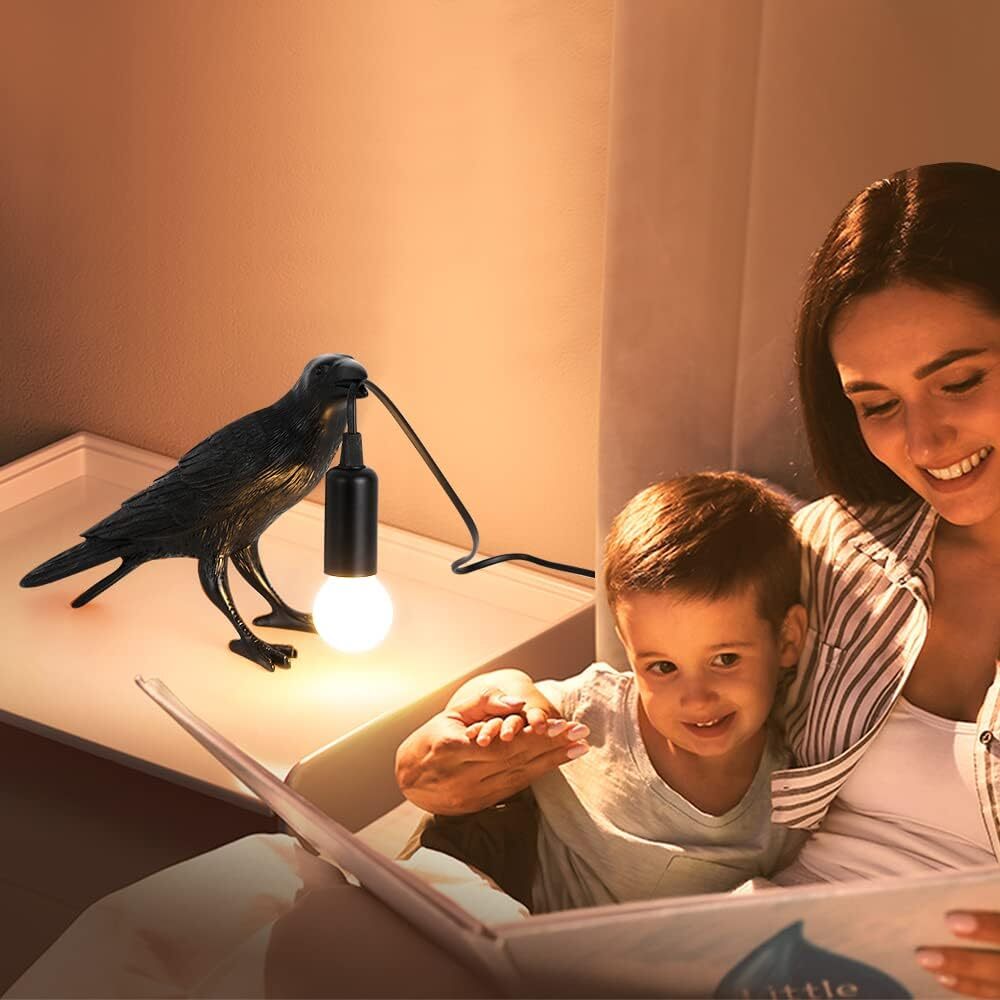 Crow Lamp Raven Light Gothic Bird Table Lamp Adjustable Brightness Bulb Included - Picture 4 of 9